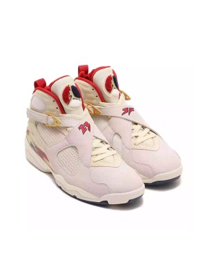 Air Jordan 8 Retro "Mi Casa Es Su Casa" FJ2850-107 - Beige and Red High-Top Basketball Sneakers with Luxurious Detailing