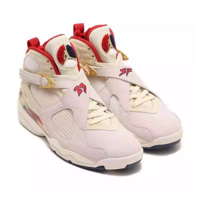 Air Jordan 8 Retro "Mi Casa Es Su Casa" FJ2850-107 - Beige and Red High-Top Basketball Sneakers with Luxurious Detailing