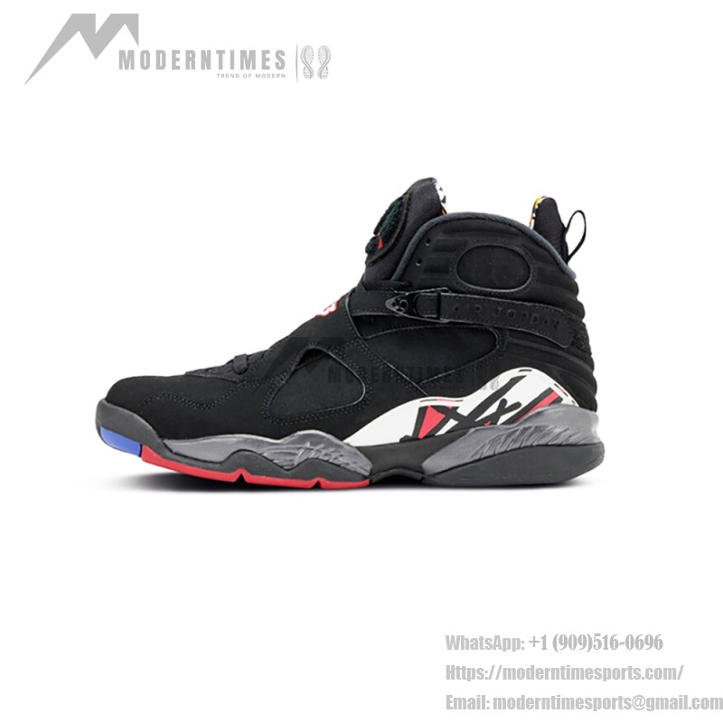 Air Jordan 8 Retro "Playoff" Black and Red High-Top Sneakers