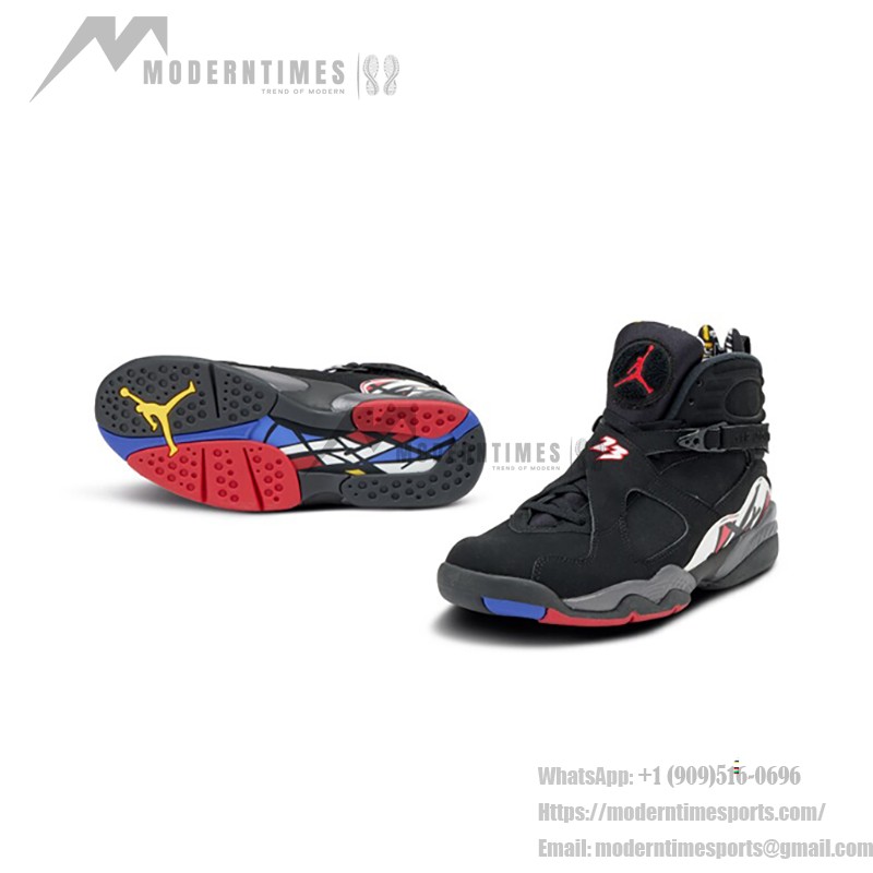 Air Jordan 8 Retro "Playoff" Black and Red High-Top Sneakers