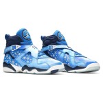 Air Jordan 8 Retro 'Snow Blizzard' - Blue Sneakers with Snowflake Design