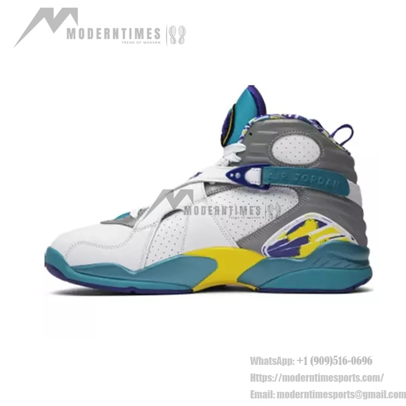 Air Jordan 8 Retro "White Aqua" CI1236-100 White, Aqua Blue, and Yellow Sneakers