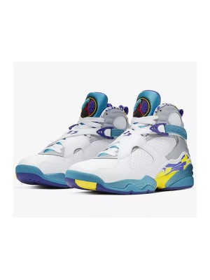 Air Jordan 8 Retro "White Aqua" CI1236-100 - Classic High-Top Sneakers with Aqua and Yellow Accents