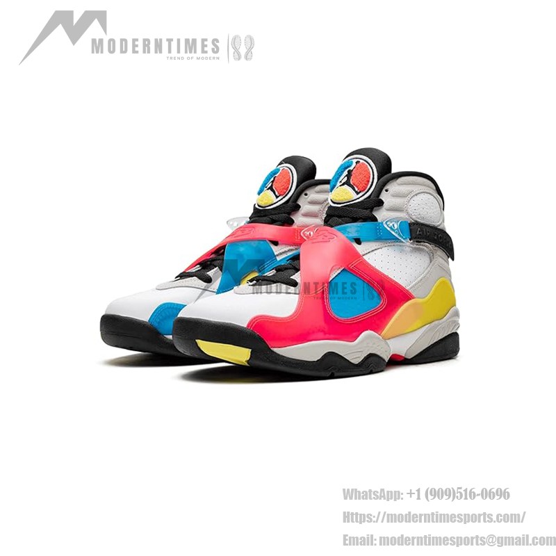 Air Jordan 8 Retro 'White/Black Multicolor' - Bold and Stylish Sneakers