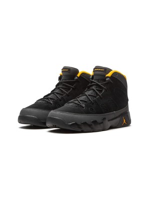 Air Jordan 9 Retro "Dark Charcoal University Gold" 401811-070 - Classic Black and Gold Basketball Sneakers