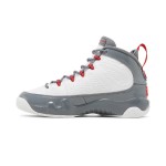 Air Jordan 9 Retro GS "Fire Red" White, Grey, and Red Basketball Sneakers