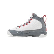 Air Jordan 9 Retro GS "Fire Red" 302359-162 - Classic White, Grey, and Red Basketball Sneakers