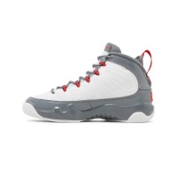 Air Jordan 9 Retro GS "Fire Red" 302359-162 - Classic White, Grey, and Red Basketball Sneakers