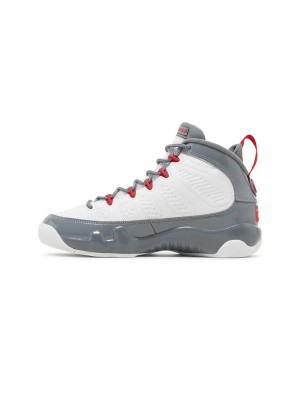 Air Jordan 9 Retro GS "Fire Red" 302359-162 - Classic White, Grey, and Red Basketball Sneakers