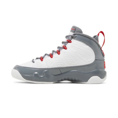 Air Jordan 9 Retro GS "Fire Red" 302359-162 - Classic White, Grey, and Red Basketball Sneakers