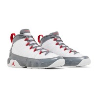 Air Jordan 9 Retro GS "Fire Red" 302359-162 - Classic White, Grey, and Red Basketball Sneakers