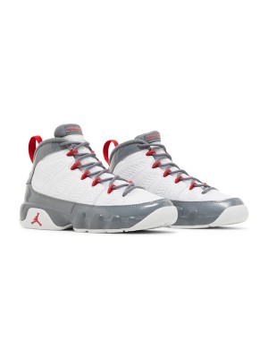 Air Jordan 9 Retro GS "Fire Red" 302359-162 - Classic White, Grey, and Red Basketball Sneakers