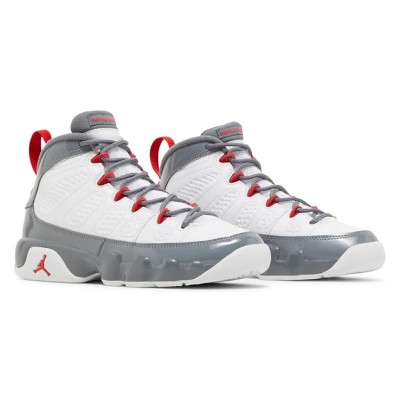 Air Jordan 9 Retro GS "Fire Red" 302359-162 - Classic White, Grey, and Red Basketball Sneakers