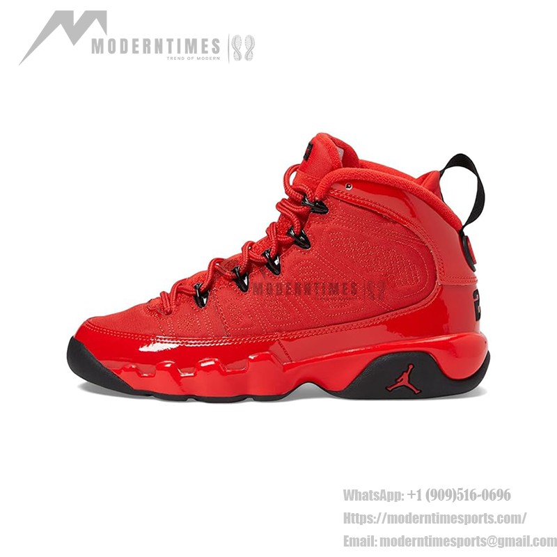 Air Jordan 9 Retro GS "Chile Red" Patent Leather Red and Black Basketball Sneakers