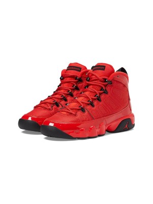 Air Jordan 9 Retro GS "Chile Red" 302359-600 - Patent Leather Red and Black Basketball Sneakers