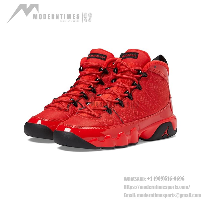 Air Jordan 9 Retro GS "Chile Red" Patent Leather Red and Black Basketball Sneakers