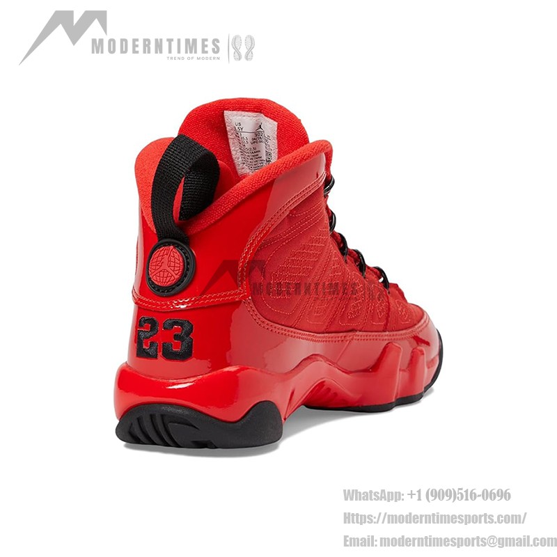 Air Jordan 9 Retro GS "Chile Red" Patent Leather Red and Black Basketball Sneakers