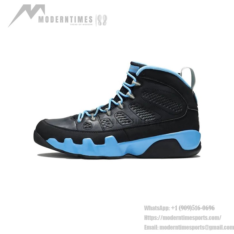 Air Jordan 9 Retro "Slim Jenkins" Schwarze und Hellblaue High-Top Basketballschuhe