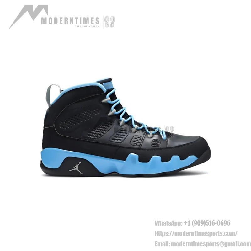 Air Jordan 9 Retro "Slim Jenkins" Schwarze und Hellblaue High-Top Basketballschuhe