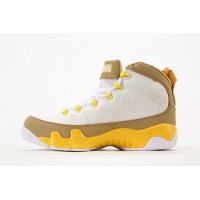 Air Jordan 9 Retro "White Yellow Brown" CT8019-600 - Classic White, Brown, and Yellow Basketball Sneakers