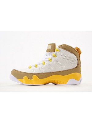 Air Jordan 9 Retro "White Yellow Brown" CT8019-600 - Classic White, Brown, and Yellow Basketball Sneakers