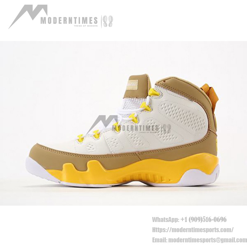 Air Jordan 9 Retro "White Yellow Brown" Classic Basketball Sneakers