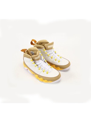 Air Jordan 9 Retro "White Yellow Brown" CT8019-600 - Classic White, Brown, and Yellow Basketball Sneakers