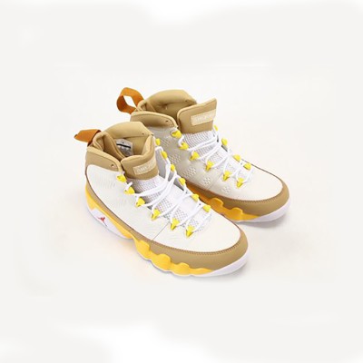 Air Jordan 9 Retro "White Yellow Brown" CT8019-600 - Classic White, Brown, and Yellow Basketball Sneakers