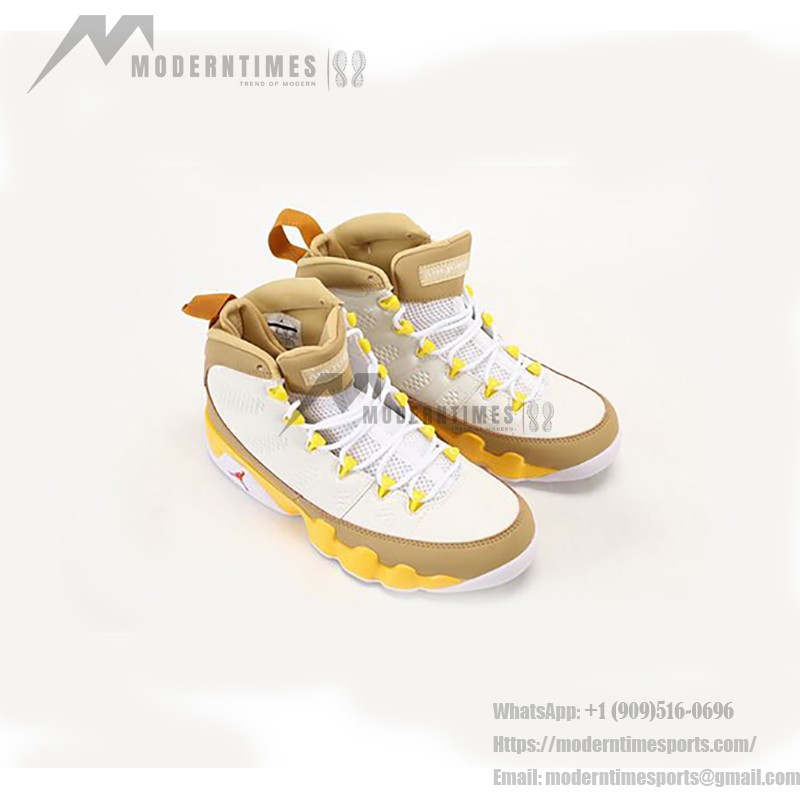 Air Jordan 9 Retro "White Yellow Brown" Classic Basketball Sneakers