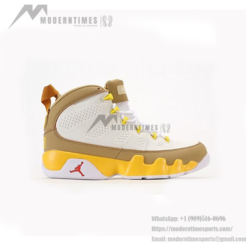 Air Jordan 9 Retro "White Yellow Brown" Classic Basketball Sneakers