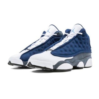 Air Jordan 13 Retro 414571-404 - "Flint" Classic Basketball Sneakers in Grey, White, and Blue