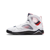 Air Jordan 7 Retro Trainer "White CZ0789-105" - White High-Top Basketball Sneakers with Red and Blue Accents