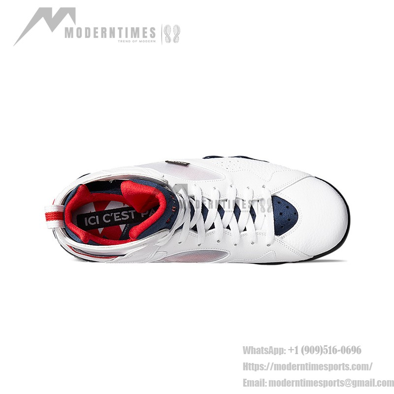 Air Jordan 7 Retro Trainer "White" CZ0789-105 white high-top sneakers with red and blue details