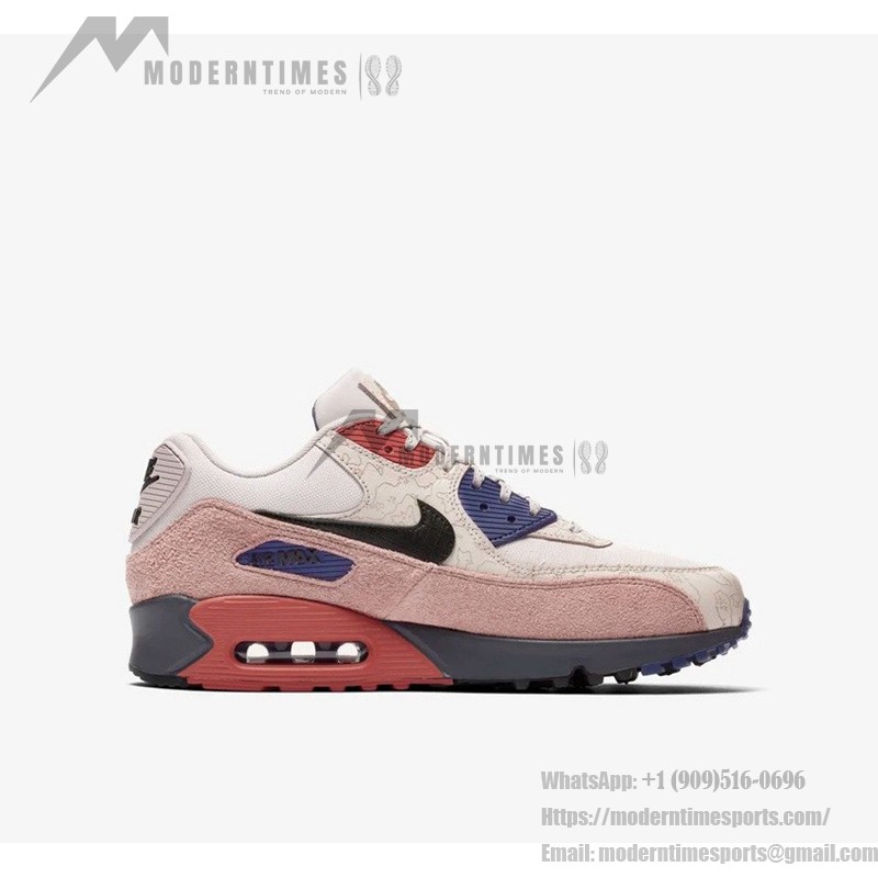 Nike Air Max 90 'Camowabb' CL5646-001 featuring camo design with pink, red, and blue accents