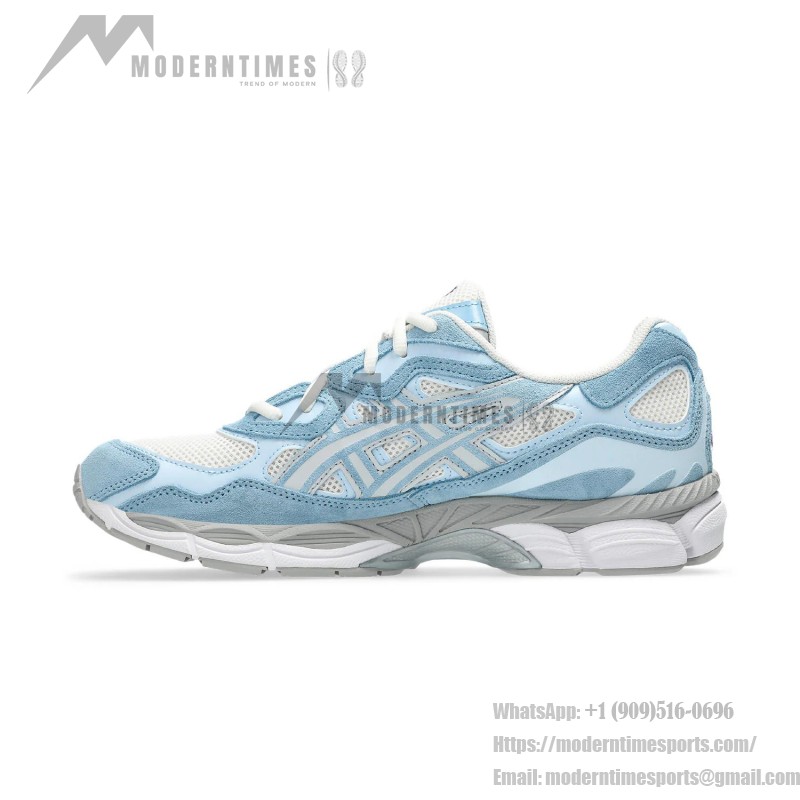 Asics Gel-NYC Cream Arctic Sky – Mesh & Suede Running Shoe Asics Gel-NYC Cream Arctic Sky 1203A383-107 Sneaker Side View