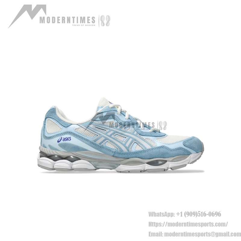 Asics Gel-NYC Cream Arctic Sky – Mesh & Suede Running Shoe Asics Gel-NYC Cream Arctic Sky 1203A383-107 Sneaker Side View