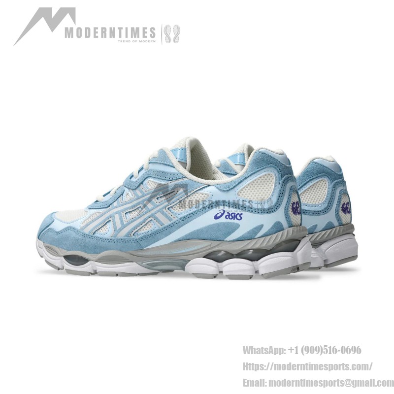 Asics Gel-NYC Cream Arctic Sky – Mesh & Suede Running Shoe Asics Gel-NYC Cream Arctic Sky 1203A383-107 Sneaker Side View
