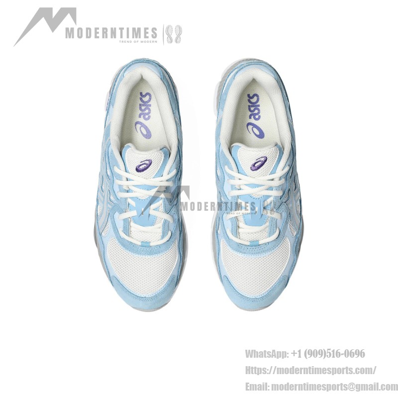Asics Gel-NYC Cream Arctic Sky – Mesh & Suede Running Shoe Asics Gel-NYC Cream Arctic Sky 1203A383-107 Sneaker Side View