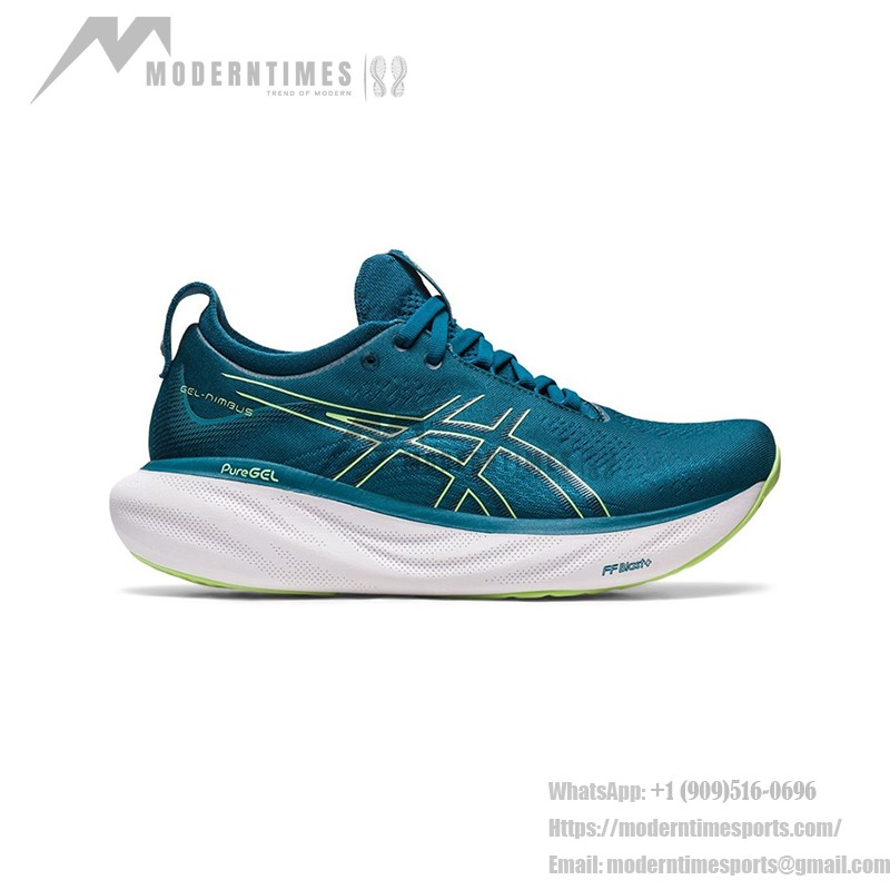 ASICS Gel-Nimbus 25 1012B356-401 Men's Running Shoes in Teal Blue and Light Yellow