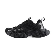 Balenciaga Runner Kith Four.Color 7.0 - All-Black Futuristic Sneakers with Bold Strap Design for Street Style