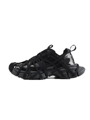 Balenciaga Runner Kith Four.Color 7.0 - All-Black Futuristic Sneakers with Bold Strap Design for Street Style