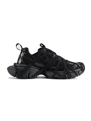 Balenciaga Runner Kith Four.Color 7.0 - All-Black Futuristic Sneakers with Bold Strap Design for Street Style