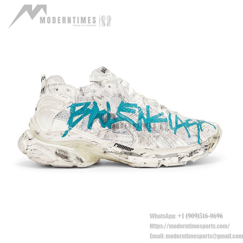 Balenciaga Runner Kith Four.Color 7.0 - Distressed Sneakers with Graffiti Design for Street Style