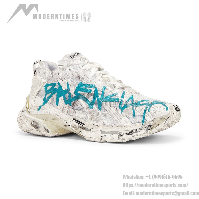 Balenciaga Runner Kith Four.Color 7.0 - Distressed Sneakers with Graffiti Design for Street Style