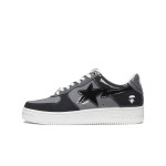 BAPE STA Low Black & Grey Patent Leather Sneakers with White Sole