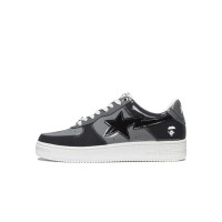 BAPE STA Low Black & Grey Patent Leather Sneakers 1H20191046-BLK | Timeless Streetwear Classic