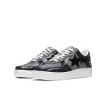 BAPE STA Low Black & Grey Patent Leather Sneakers with White Sole