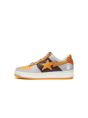 BAPE STA Low グレー＆オレンジ スニーカー 1H70191002-ORG｜大胆なストリートウェア融合