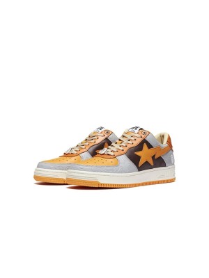 BAPE STA Low グレー＆オレンジ スニーカー 1H70191002-ORG｜大胆なストリートウェア融合