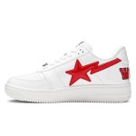 BAPE STA Low Shark White & Red Sneakers featuring red star logo